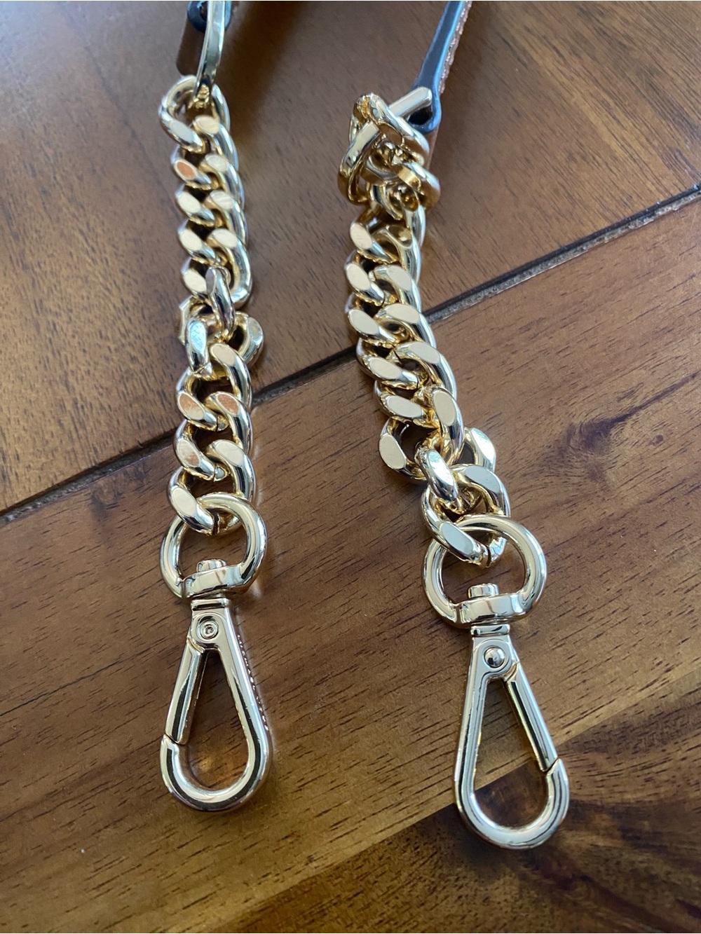Michael Kors Adjustable Brown Leather Crossbody Strap with Gold Chain Accents